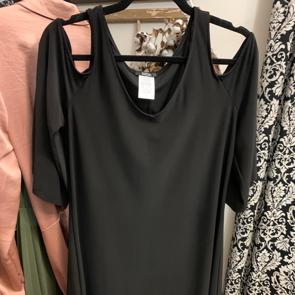 Comfy Cold Shoulder Black Dress!